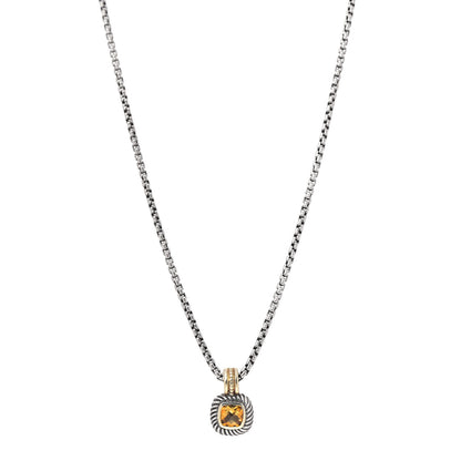 David Yurman Sterling Silver 18K Yellow Gold Citrine 7mm Albion Enhancer Pendant Necklace 1 of 5