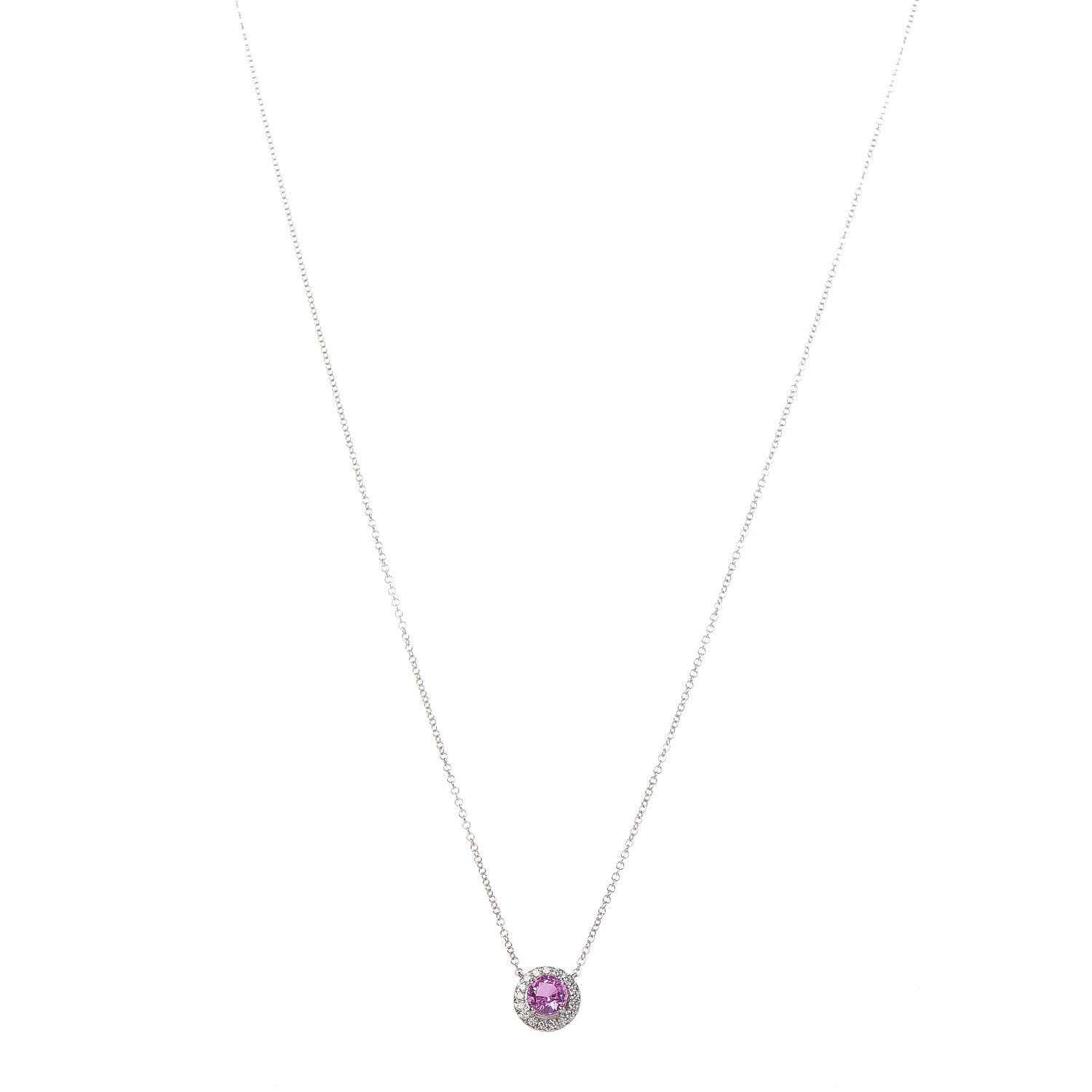 Tiffany Platinum Diamond Pink Sapphire Soleste Pendant Necklace 1 of 7