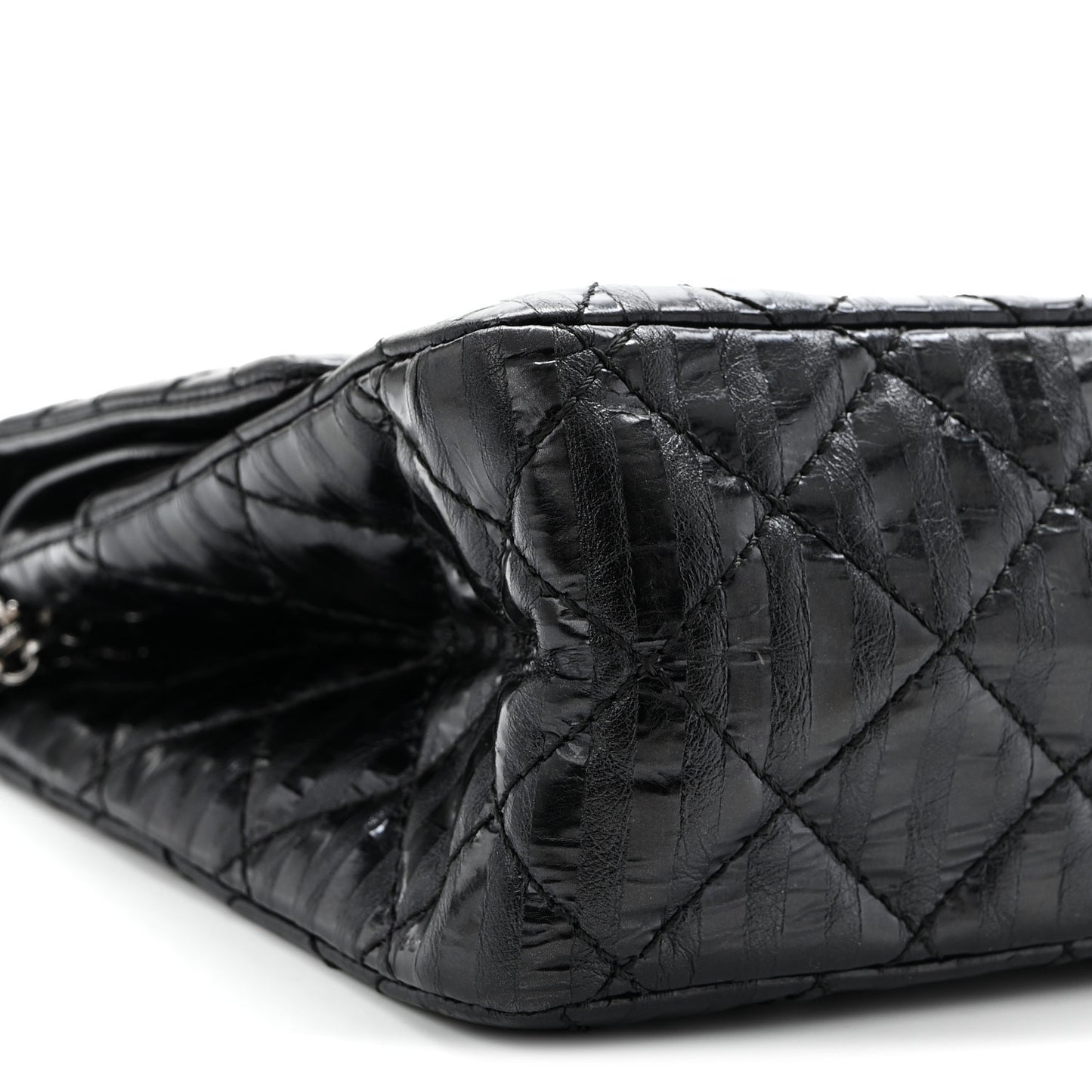 Metallic Calfskin Striped 2.55 Reissue 226 Flap Black