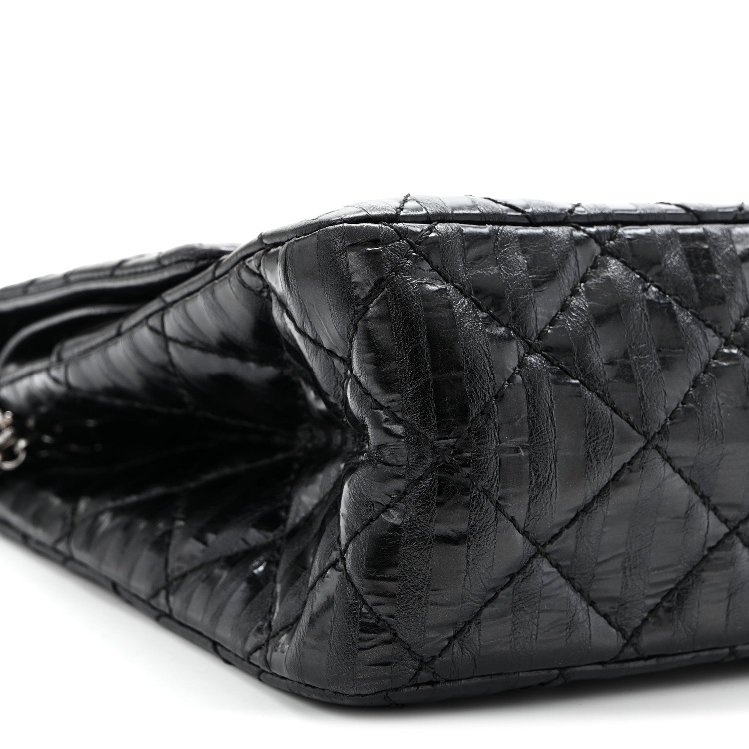 Chanel Metallic Calfskin Striped 2.55 Reissue 226 Flap Black 9 of 10