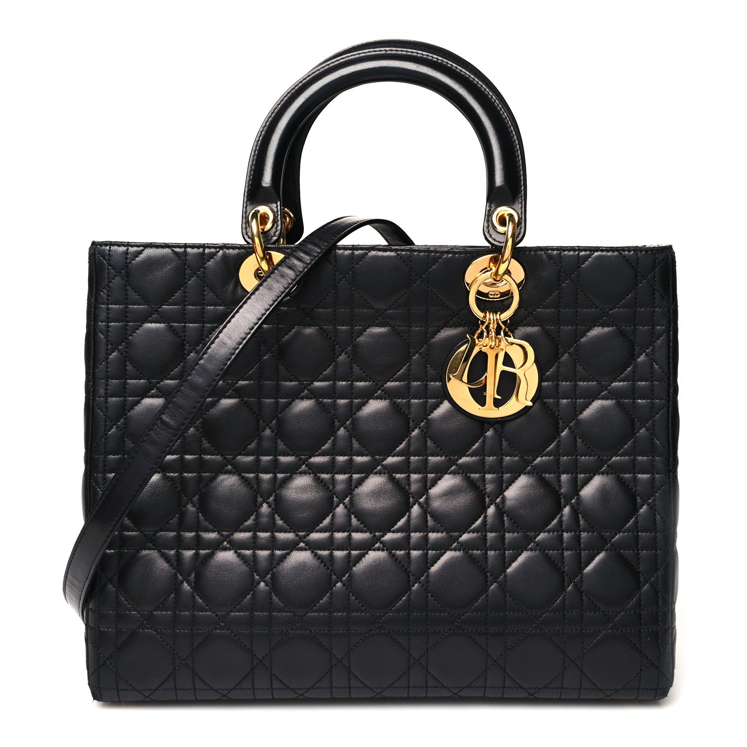 Christian Dior Lambskin Cannage Large Lady Dior Black 1 of 12