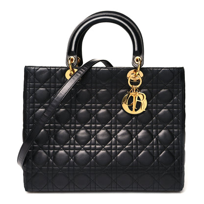 Christian Dior Lambskin Cannage Large Lady Dior Black 1 of 12