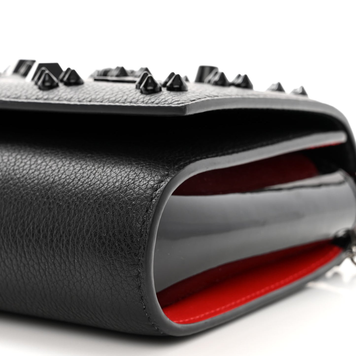 Calfskin Spikes Loubinthesky Paloma Clutch Black