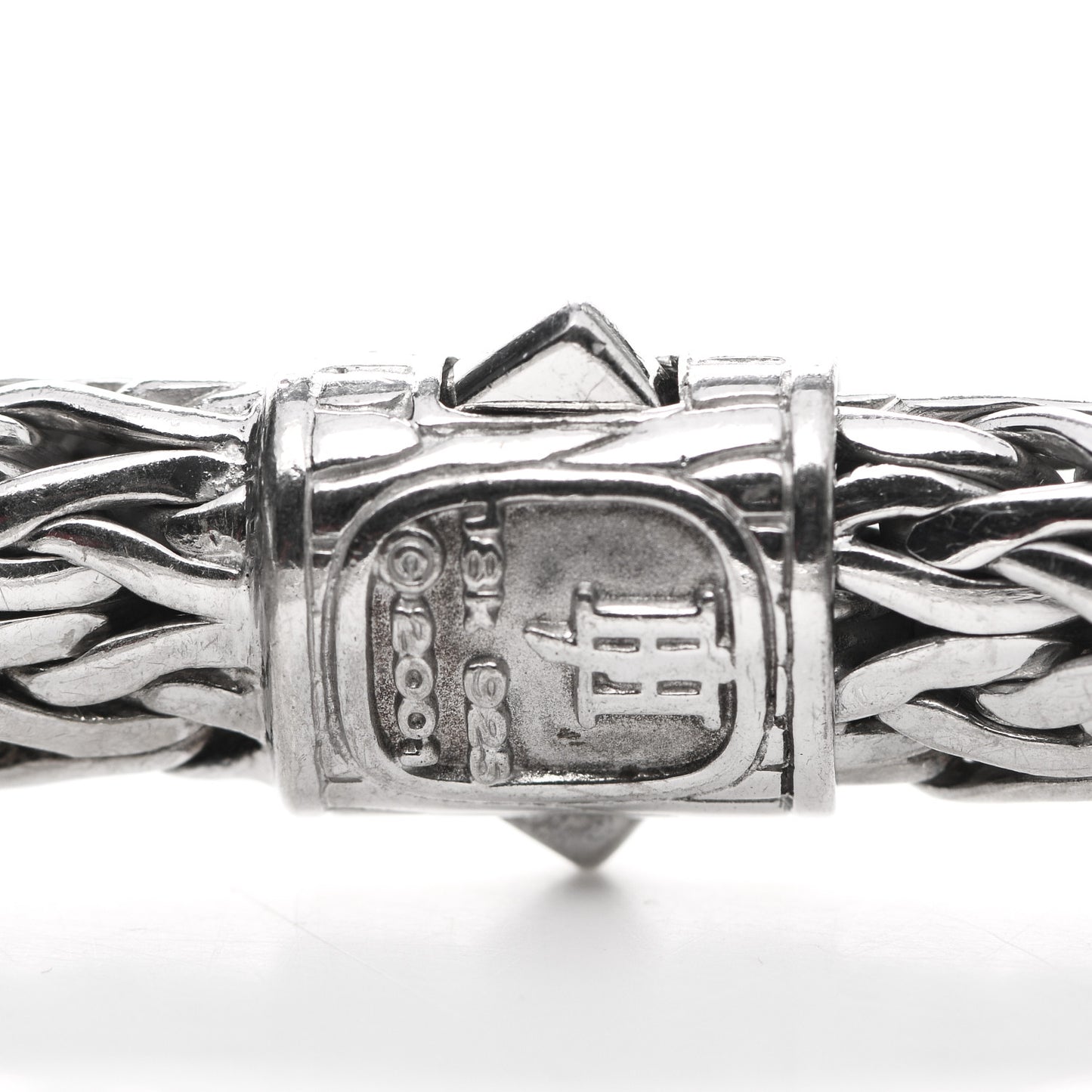 Sterling Silver 18K White Gold Diamond 11mm Classic Chain Bracelet
