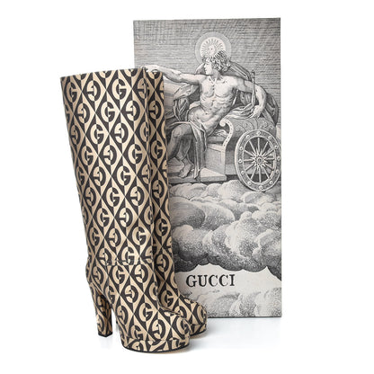 Gucci Fabric G Rhombus Print Platform Boots 39 Beige Cocoa 9 of 9