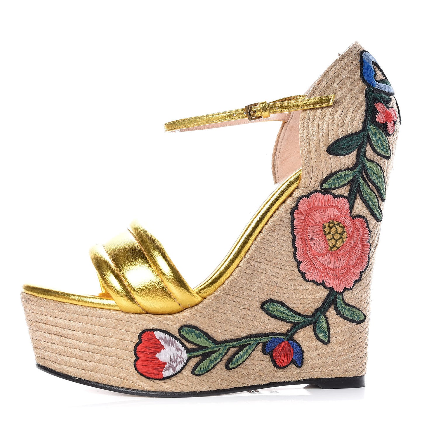 Metallic Nappa Ophelia Espadrille Platform Wedge Sandals 40 Oro Vecchio