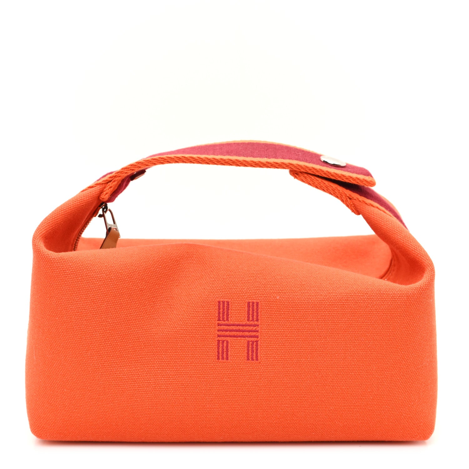 Hermes Canvas Small Bride-A-Brac Pouch Orange Burgundy 1 of 10