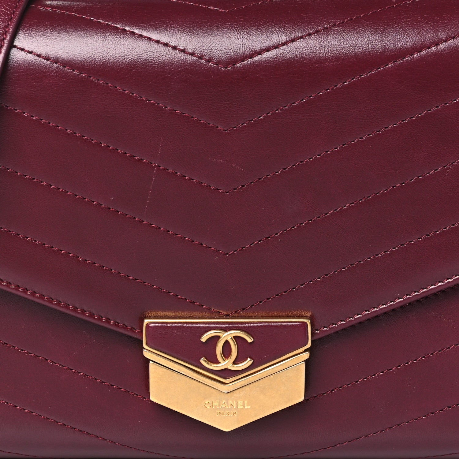 Chanel Calfskin Chevron Quilted Medal Flap Burgundy 8 of 10