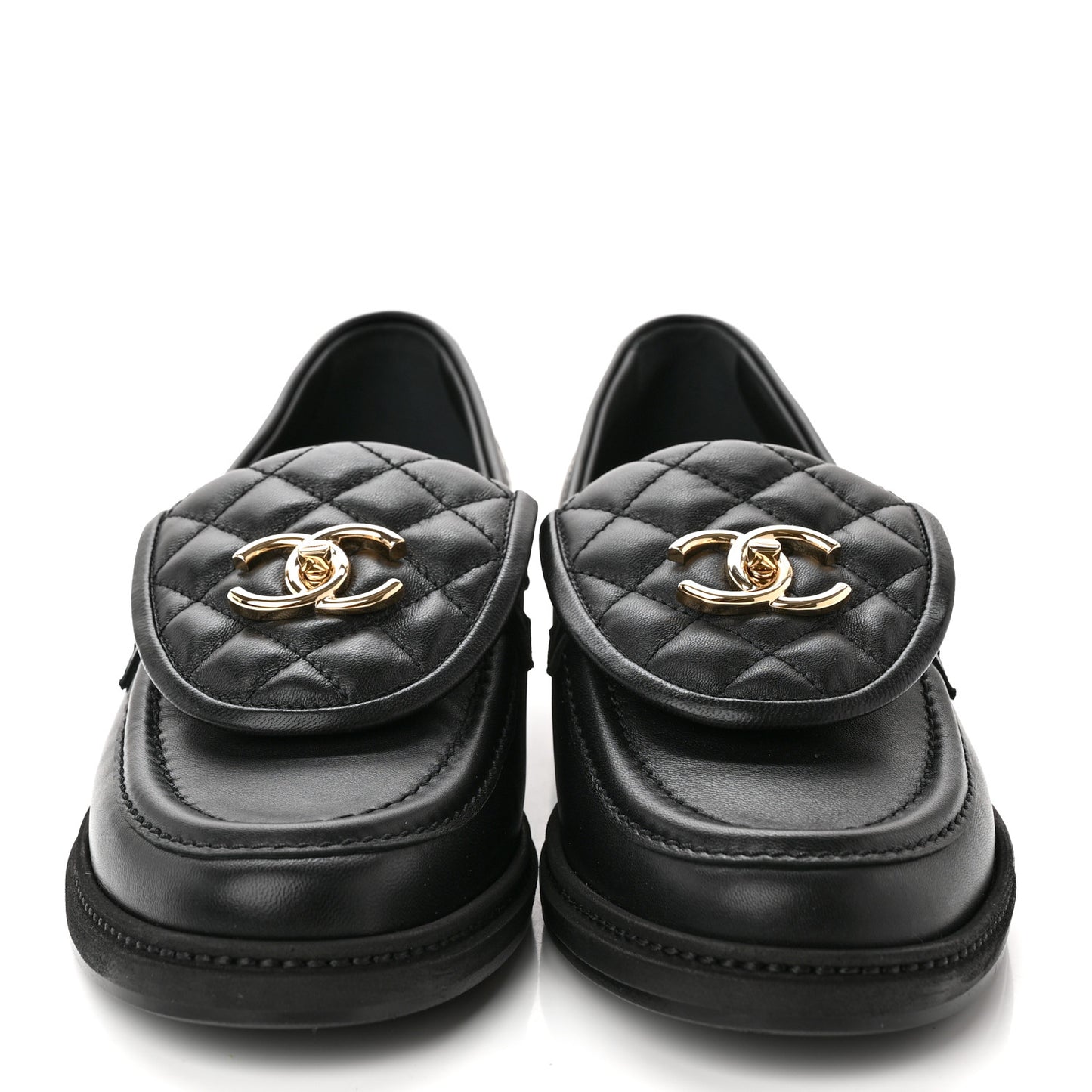 Lambskin Quilted CC Turnlock Loafers 39 Black