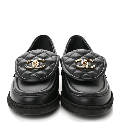 Chanel Lambskin Quilted CC Turnlock Loafers 39 Black 2 of 8