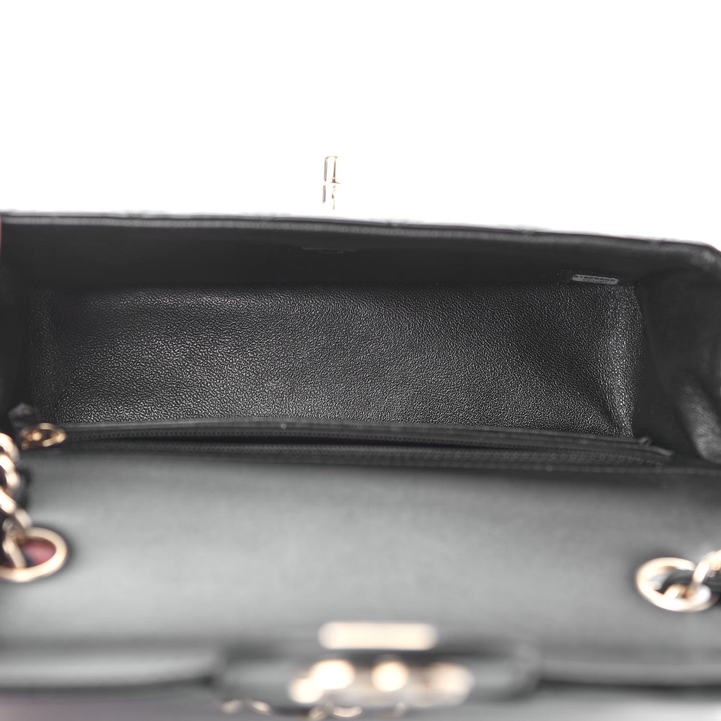 Patent Calfskin Quilted Mini Rectangular Flap Black