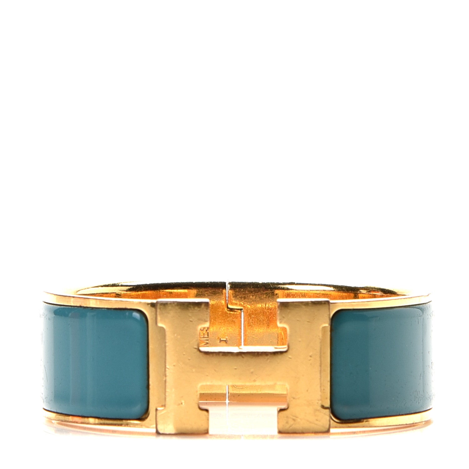 Hermes Enamel Wide Clic Clac H Bracelet PM Bleu Canard 1 of 5