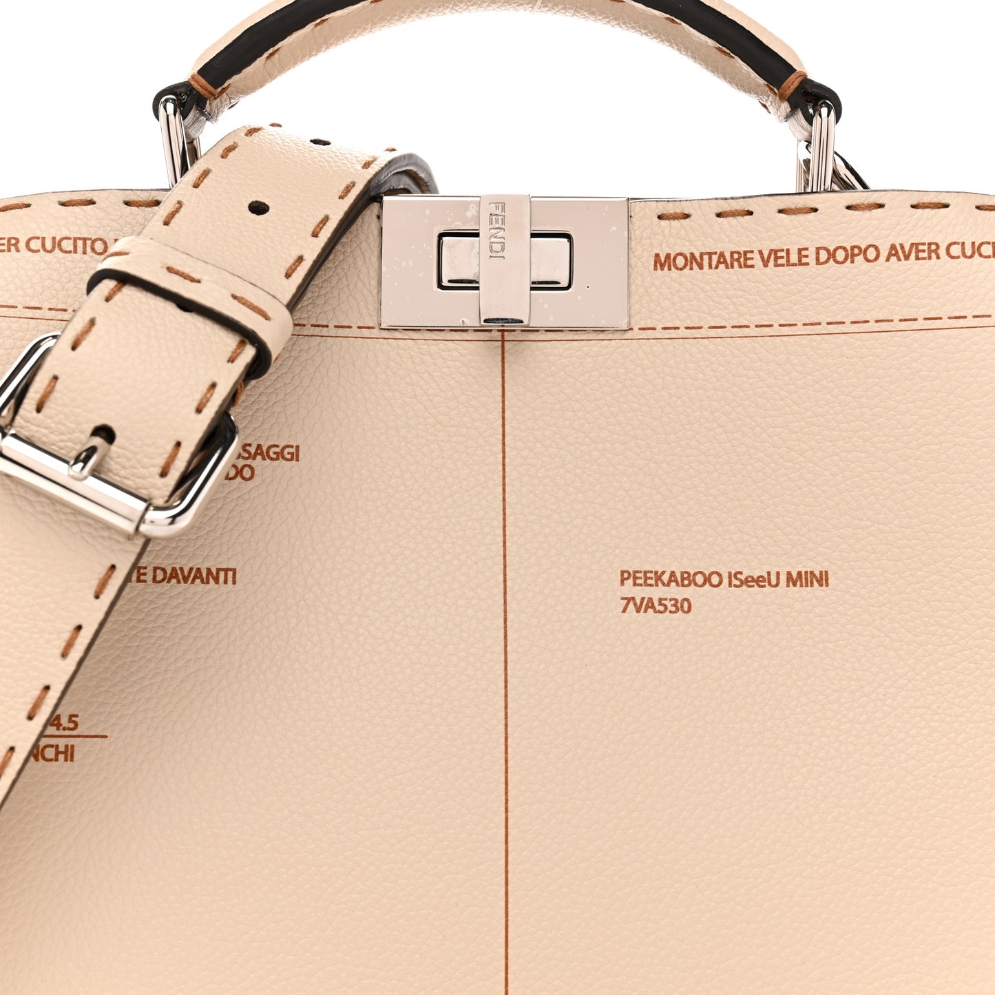 Cuoio Romano Vitello Cover Glazed Mini Peekaboo I SEE U Iconic Satchel Cameila