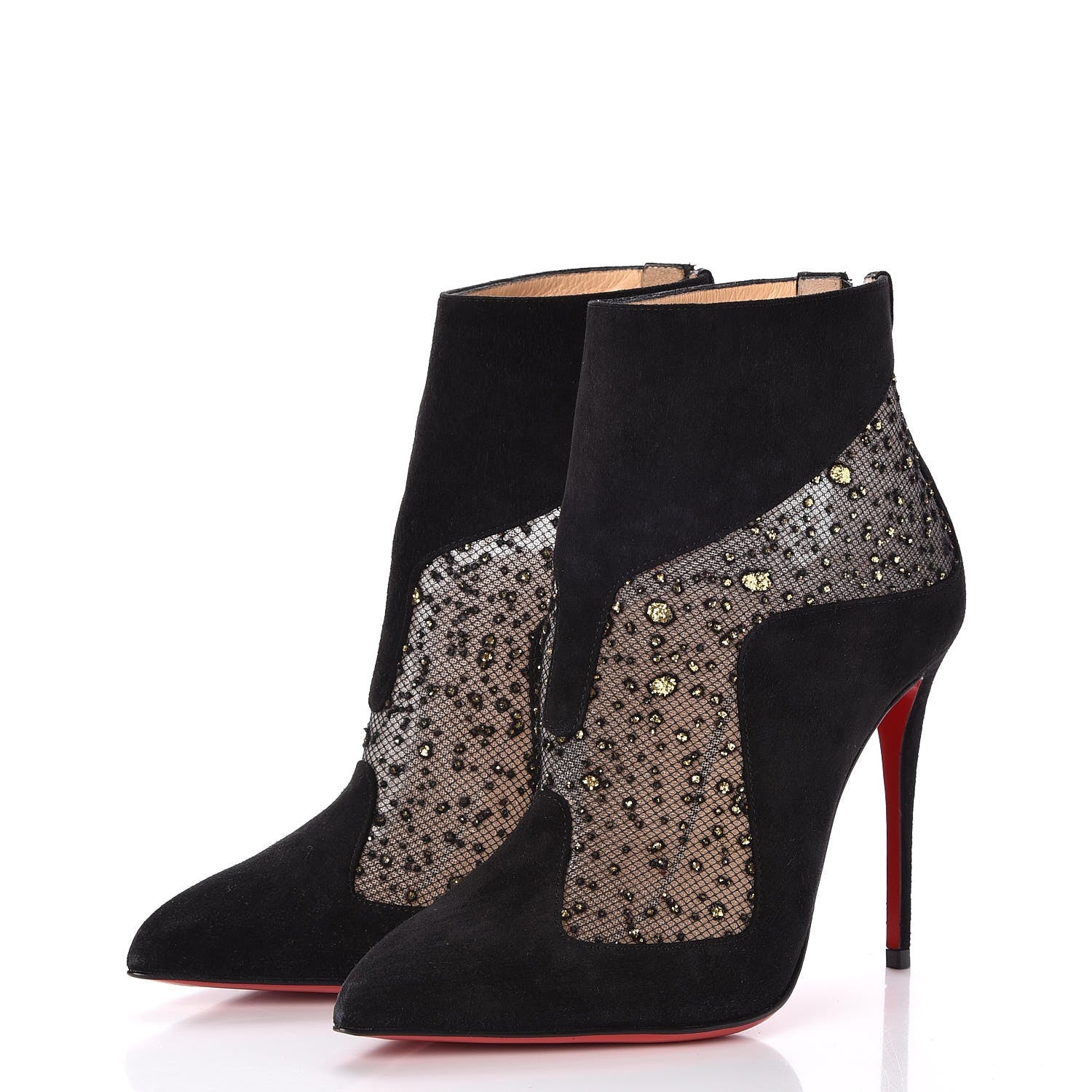 Christian Louboutin Suede Mesh Papilloboot 100 Ankle Boots 35.5 Black 3 of 6