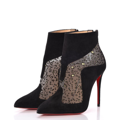 Christian Louboutin Suede Mesh Papilloboot 100 Ankle Boots 35.5 Black 3 of 6