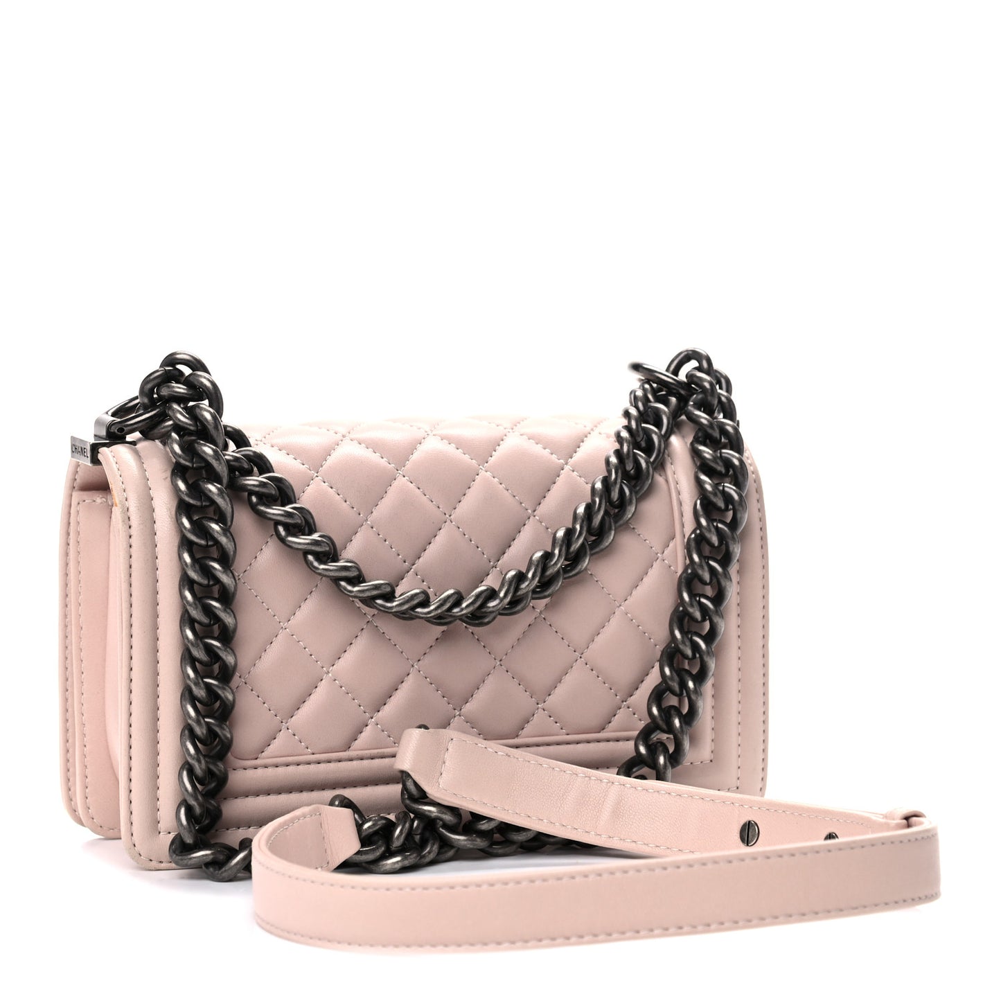 Calfskin Quilted Small Boy Flap Light Pink