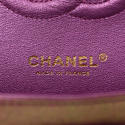Chanel Iridescent Lambskin Quilted Medium Double Flap Purple 6 of 11