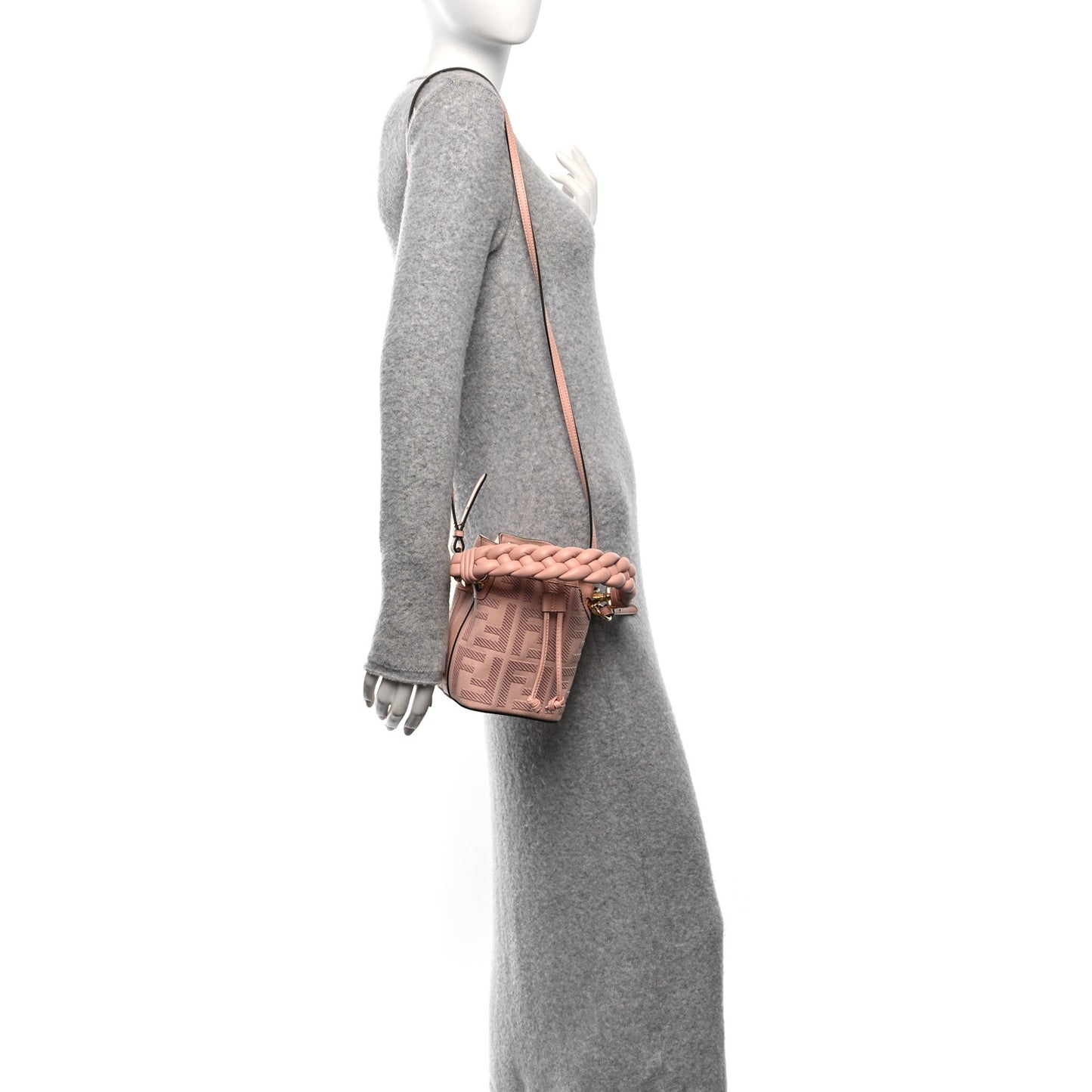 Canvas Nappa F is Fendi FF Embroidered Mini Mon Tresor Bucket Bag Baby Pink