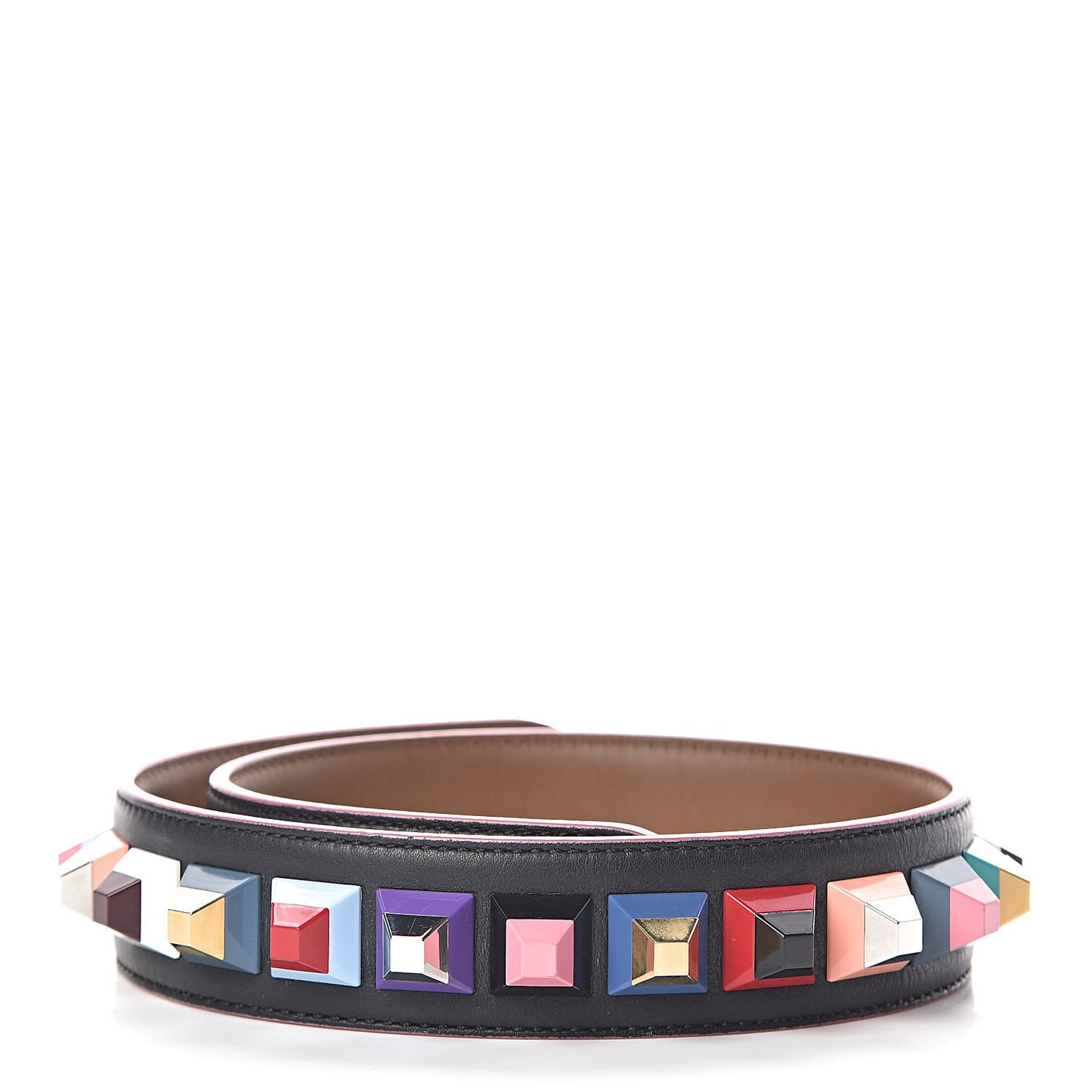 Vitello Dolce Plexiglass Bi-Color Studded Strap You Black Brownie Multicolor