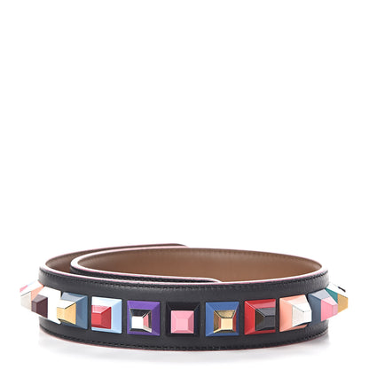 Fendi Vitello Dolce Plexiglass Bi-Color Studded Strap You Black Brownie Multicolor 2 of 3