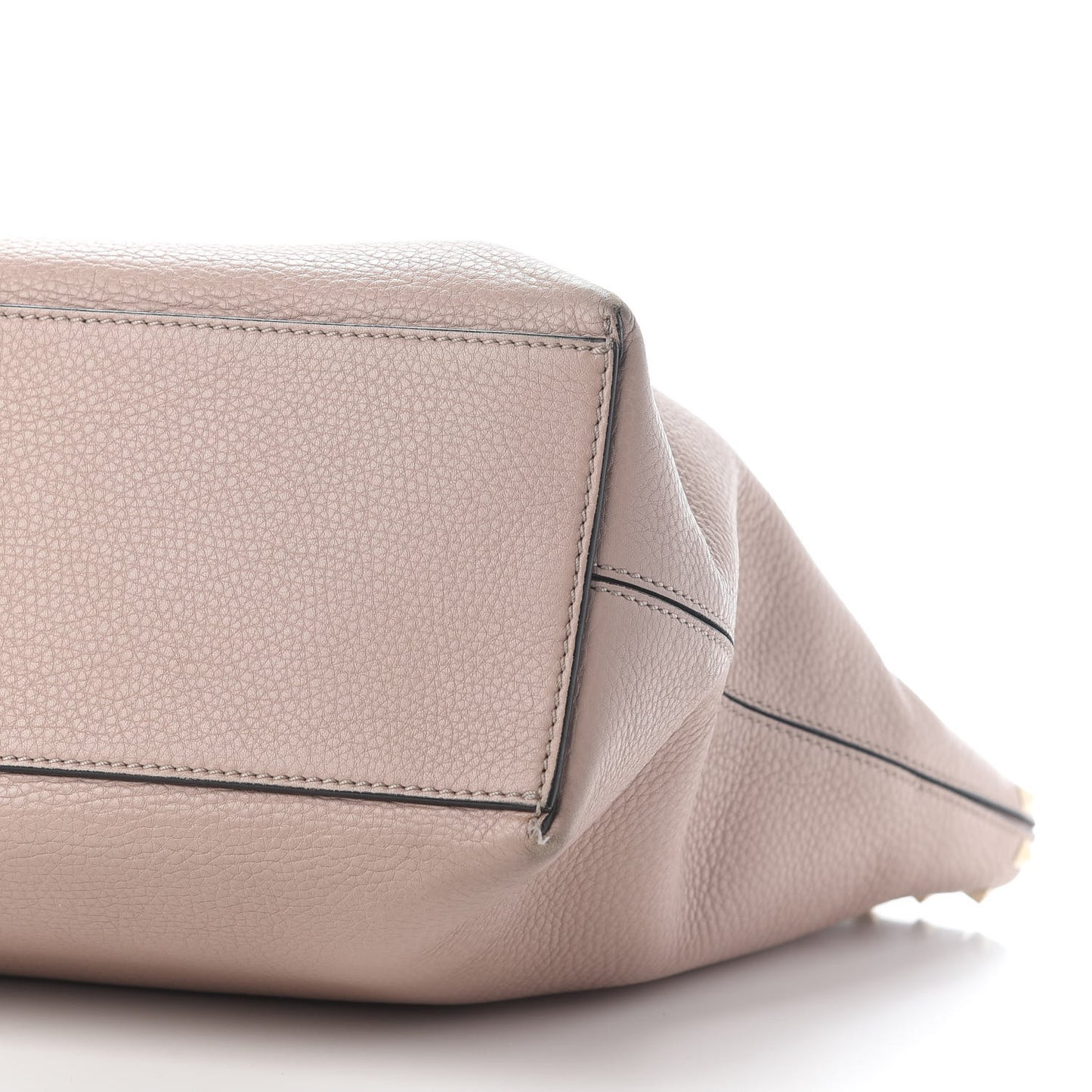 Grained Calfskin Rockstud Shoulder Tote Poudre