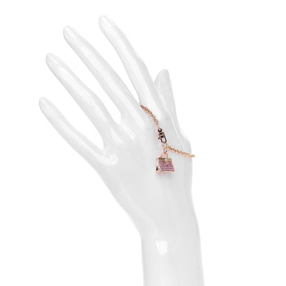 Hermes 18K Rose Gold Pink Sapphire Birkin Amulette Bracelet SH 2 of 5