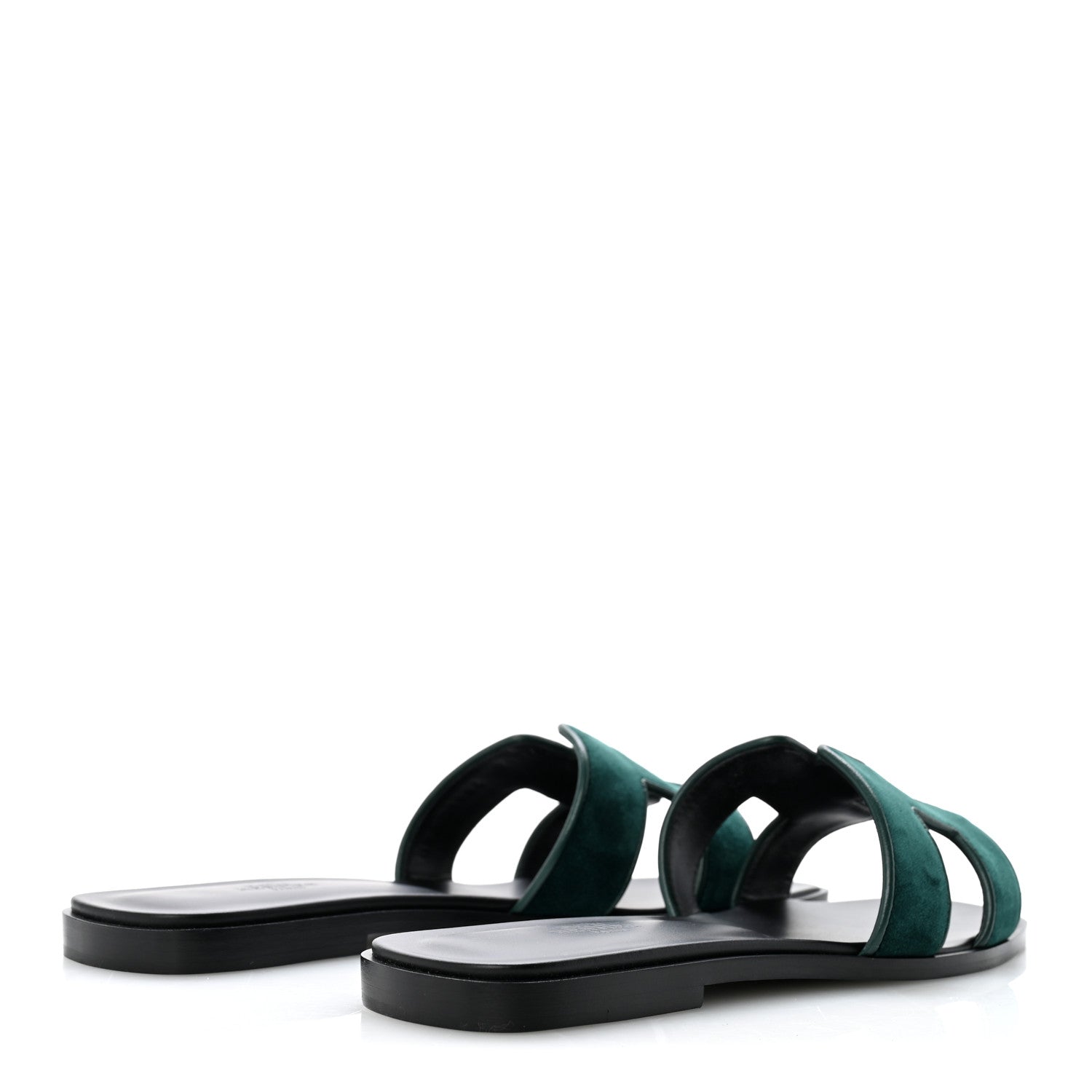 Hermes Velvet Nappa Oran Sandals 40 Vert Fonce 5 of 9