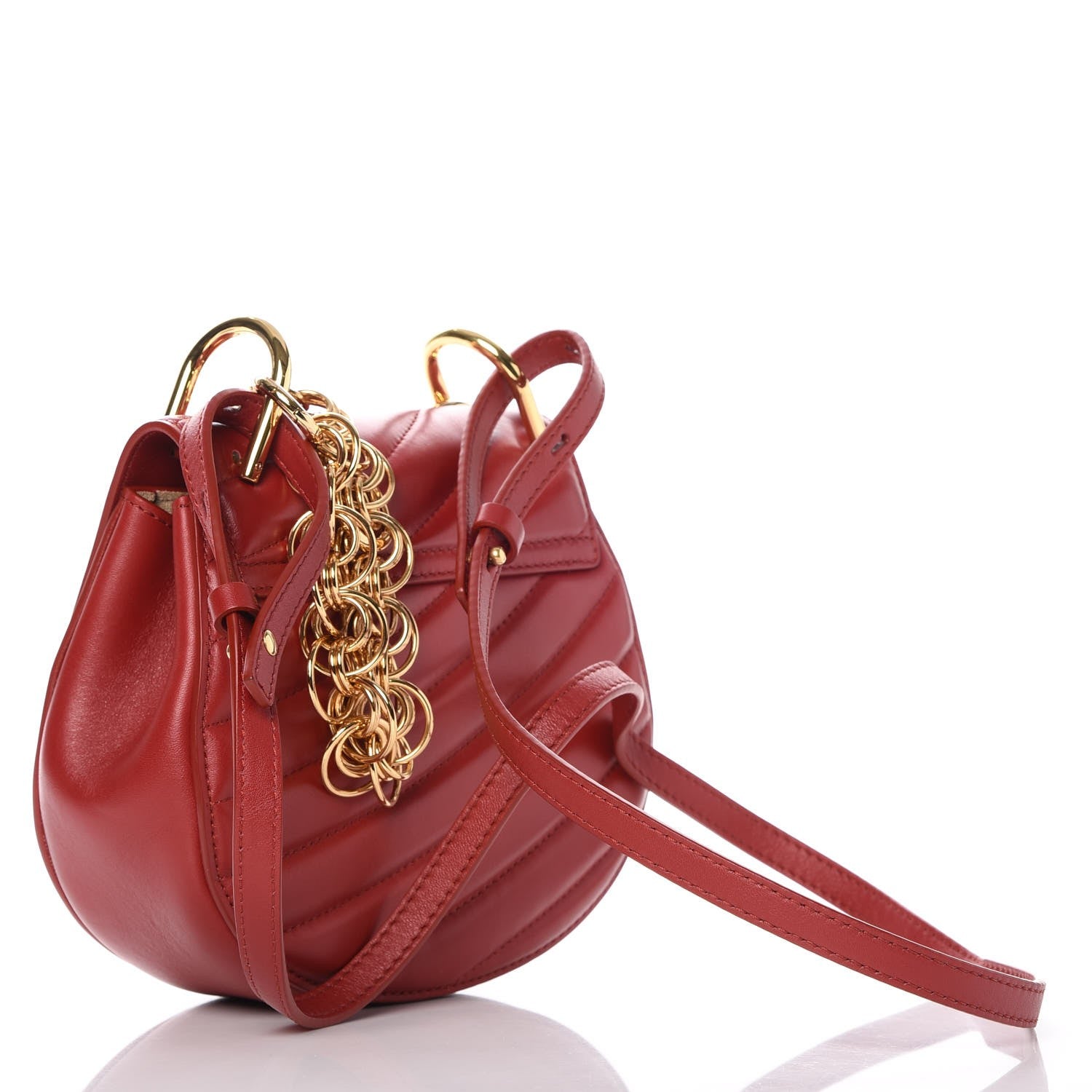 Chloe Calfskin Quilted Mini Drew Bijou Shoulder Bag Dahlia Red 3 of 8