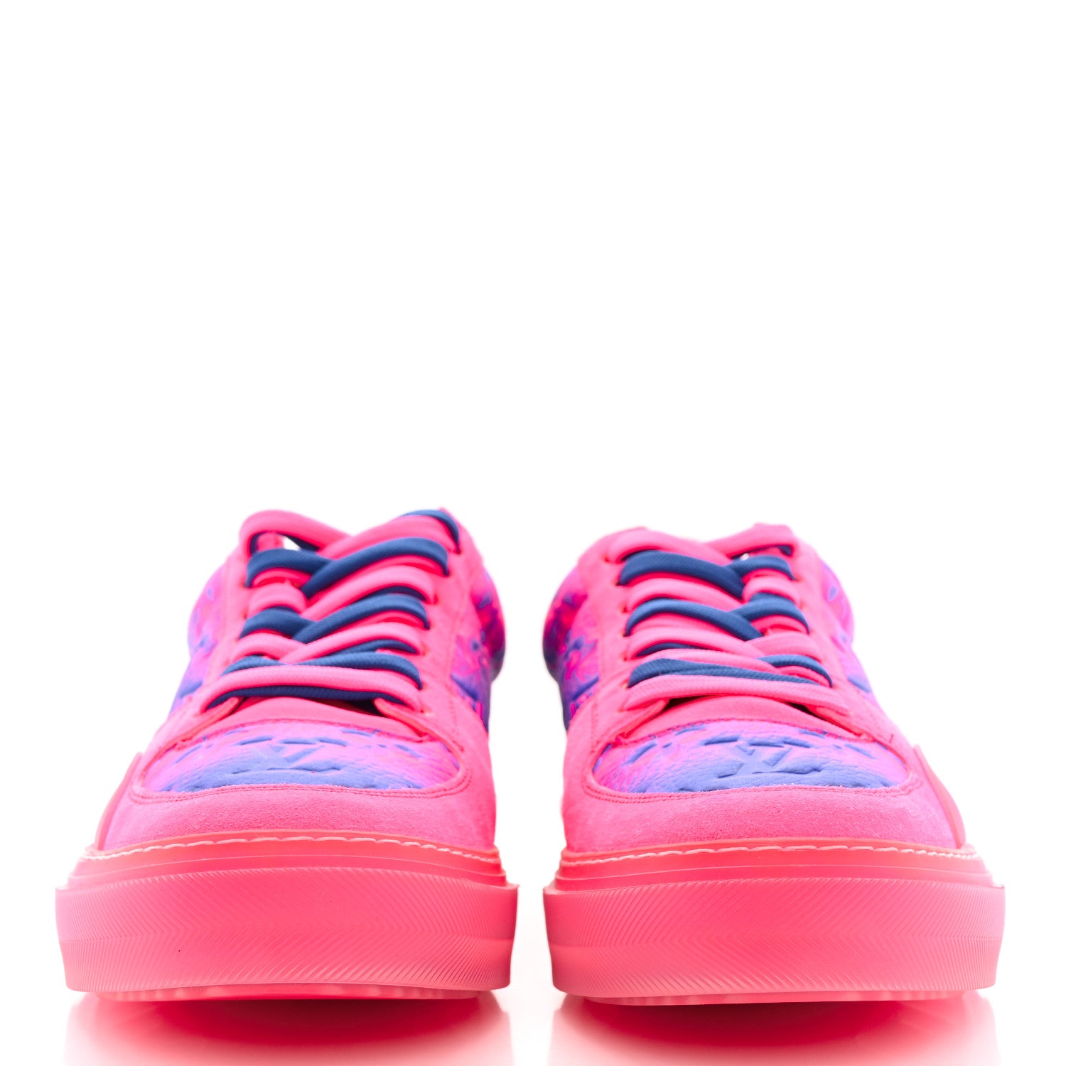 Louis Vuitton Grained Calfskin Embossed Monogram Tie Dye Mens LV Ollie Richelieu Sneakers 8 Pink 2 of 14