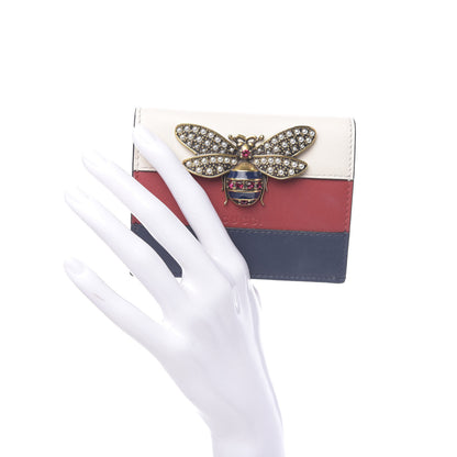Gucci Calfskin Queen Margaret Card Case Wallet Blue Agata Hibiscus Red Mystic White 2 of 8