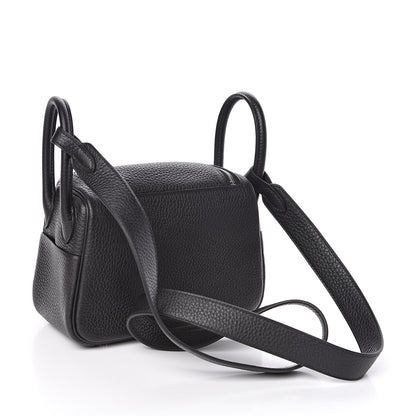 Hermes Taurillon Clemence Mini Lindy 20 Black 3 of 10