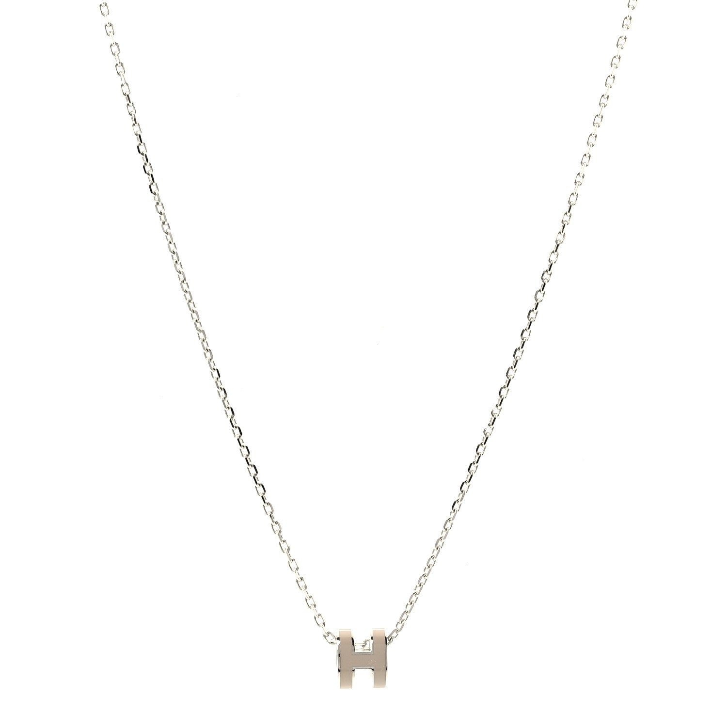 Hermes Palladium Mini Pop H Pendant Necklace Marron Glace 1 of 7
