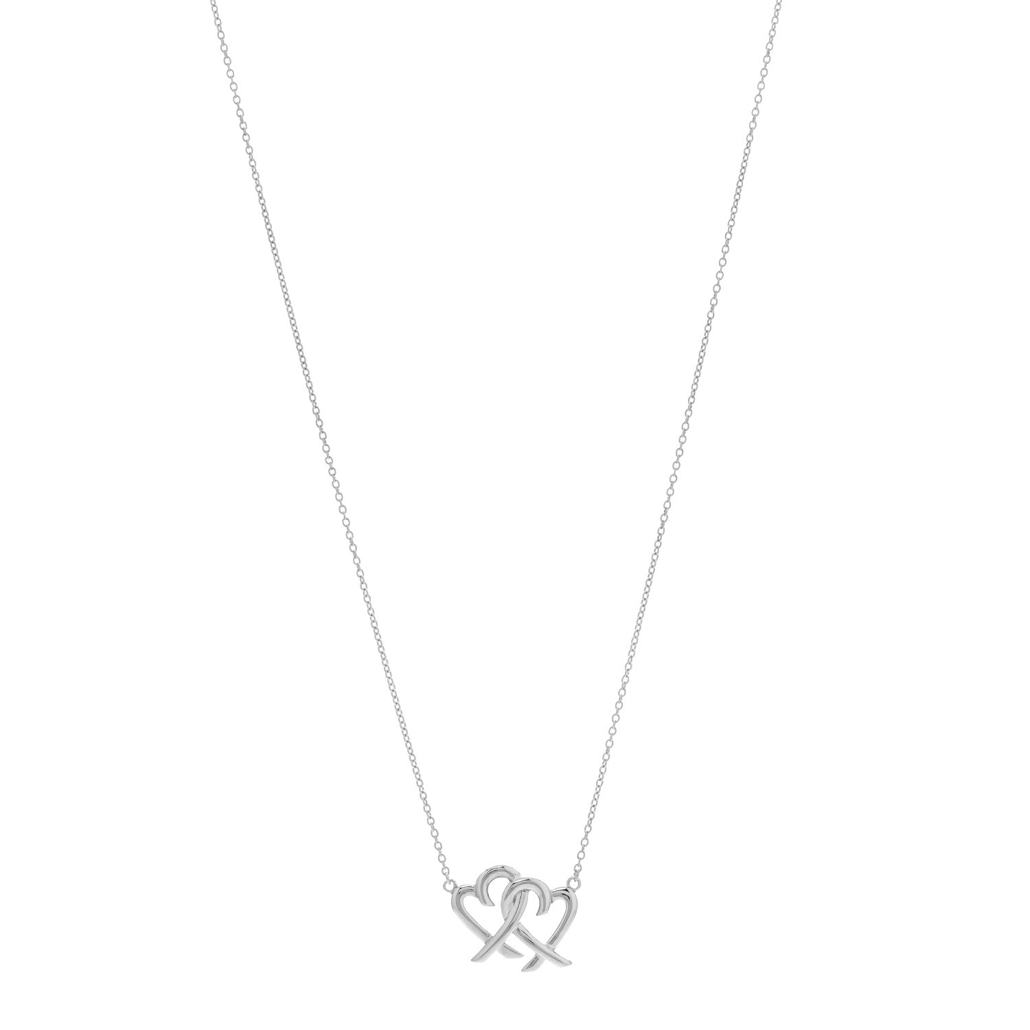 Tiffany Sterling Silver Paloma Picasso Double Loving Heart Pendant Necklace 1 of 4