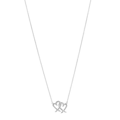 Tiffany Sterling Silver Paloma Picasso Double Loving Heart Pendant Necklace 1 of 4