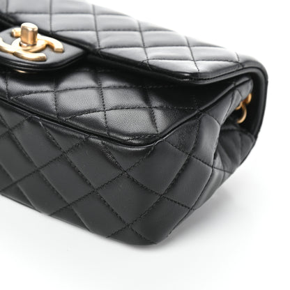 Chanel Lambskin Resin Quilted Mini Rectangular Pearl Samba Flap Black 10 of 10