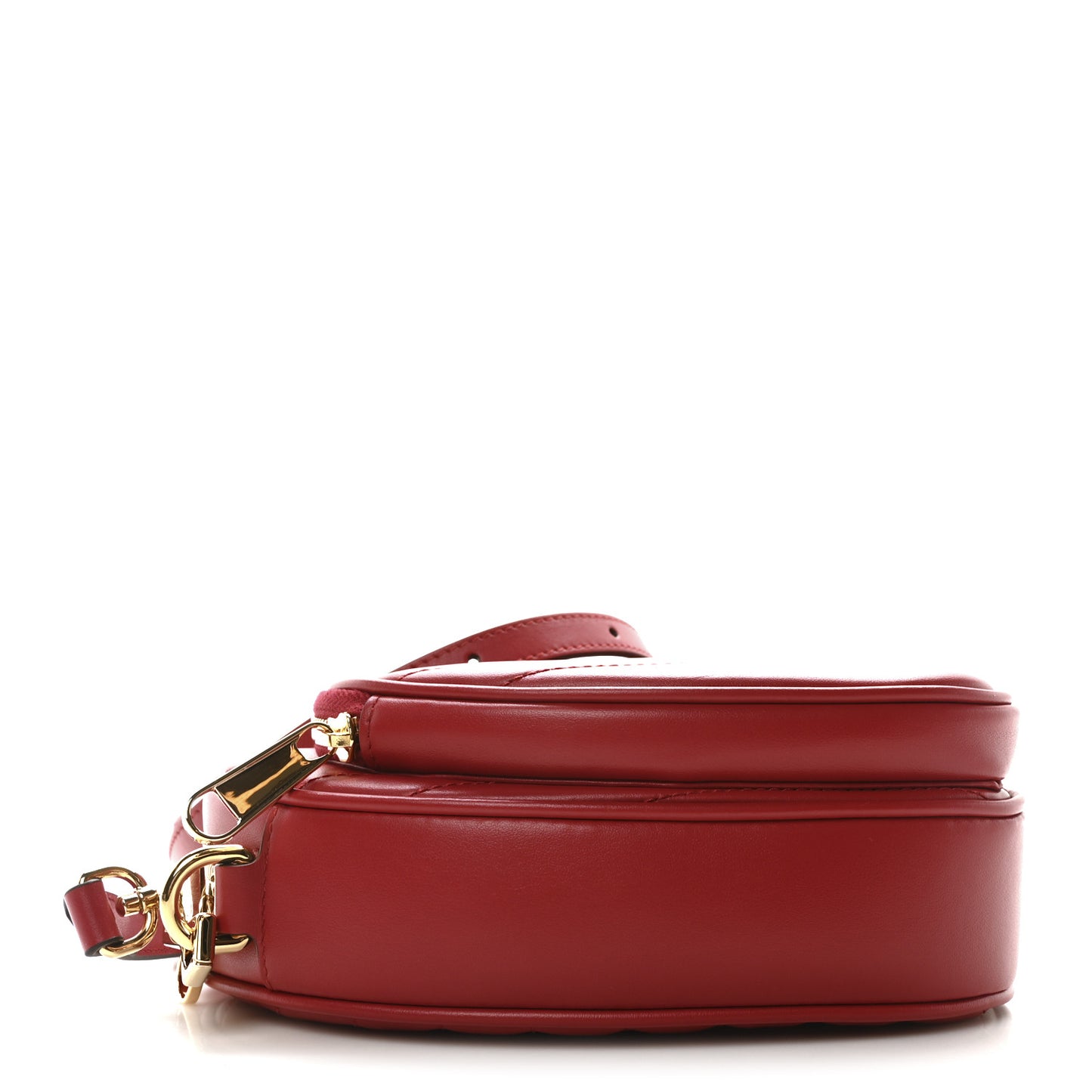 Calfskin Matelasse Diagonal Mini Interlocking G Heart Shoulder Bag Hibiscus Red