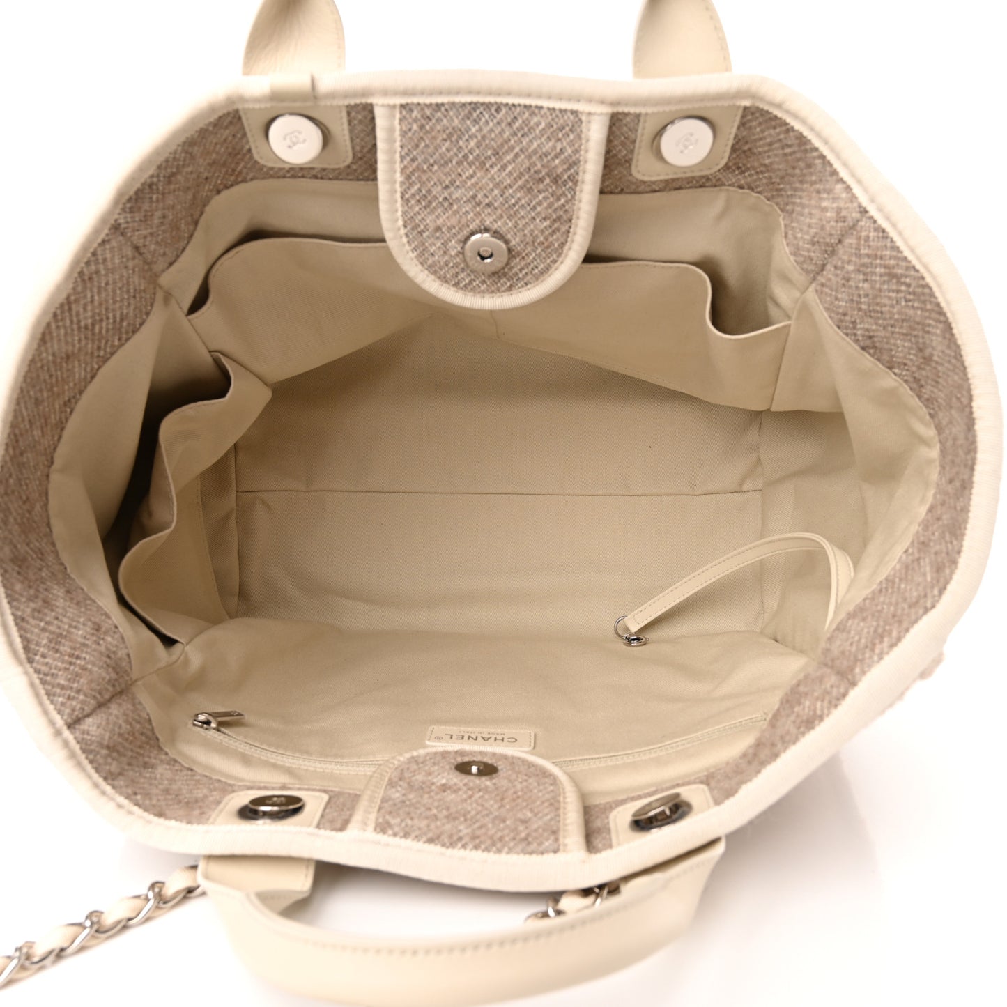 Mixed Fibers Calfskin Medium Deauville Tote Beige