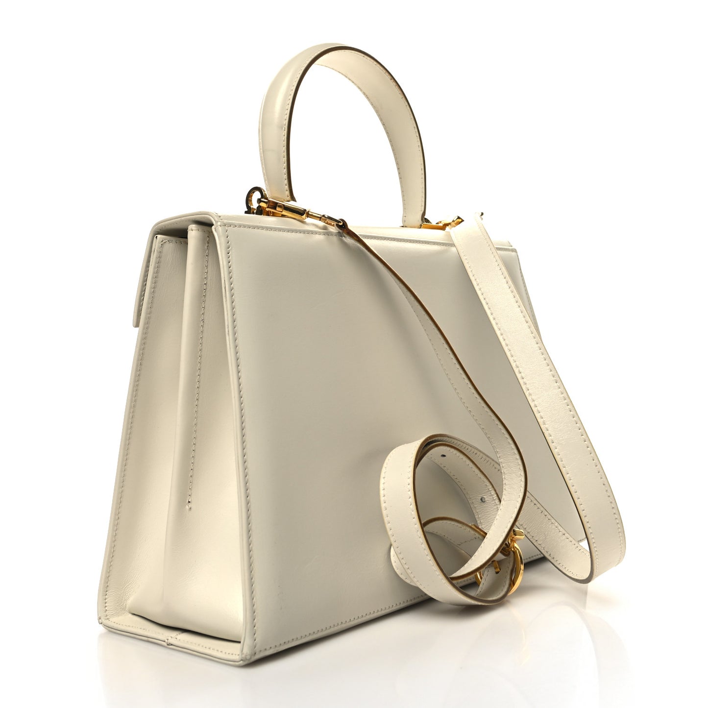 Brushed Off Calfskin Iconic Large Top Handle Bag Magnolia