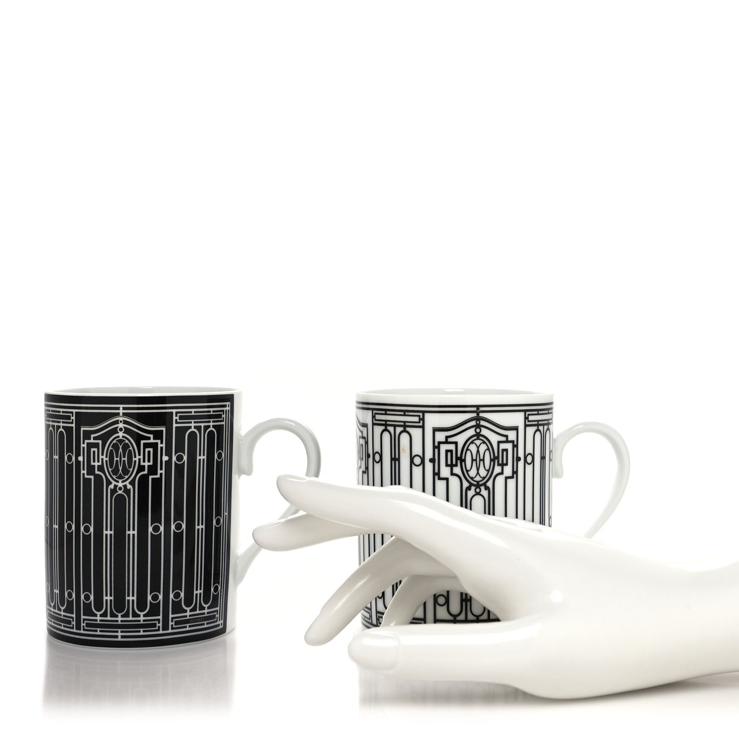 Porcelain H Deco Mug Set of 2
