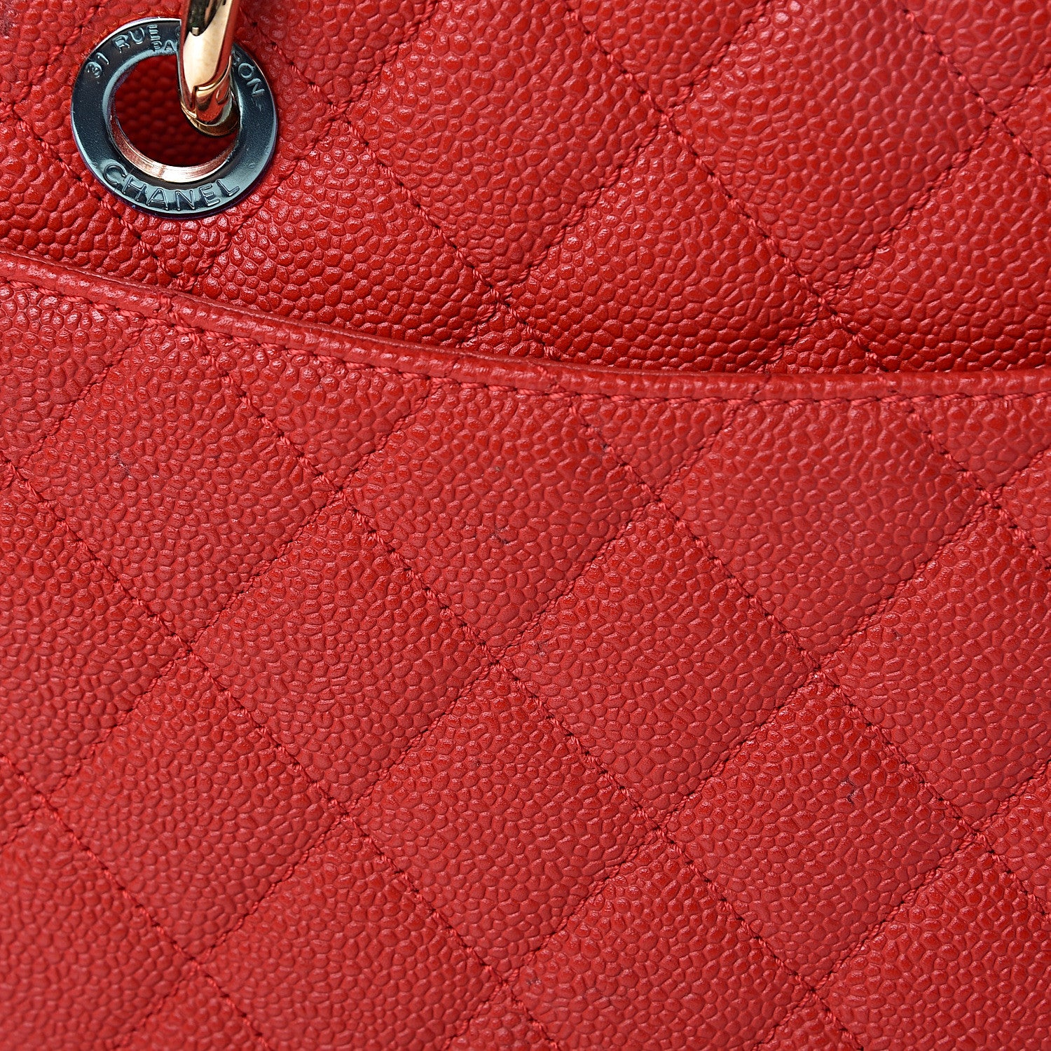 Chanel Caviar Quilted Grand Shopping Tote GST Red 15 of 17