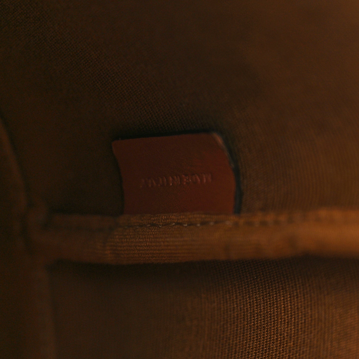 Triomphe Canvas Calfskin Small Bucket Bag Tan