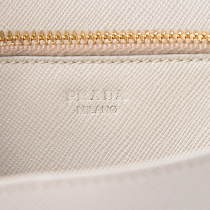 Prada Saffiano Metal Flap Wallet with Strap Talco 8 of 15