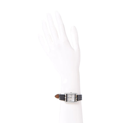 Hermes Stainless Steel Alligator Diamond Bezel Mother of Pearl 23mm Cape Cod Quartz Watch Noir 2 of 11