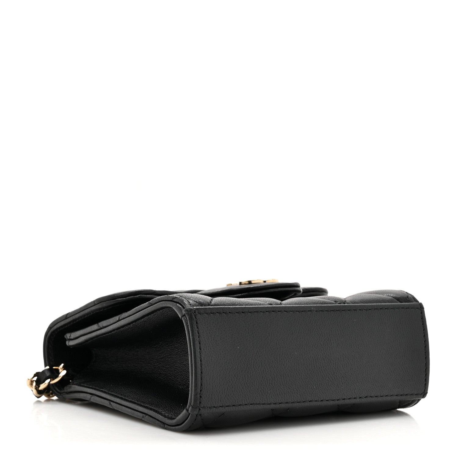 Chanel Lambskin Quilted Top Handle Flap Clutch With Chain Black 4 of 10