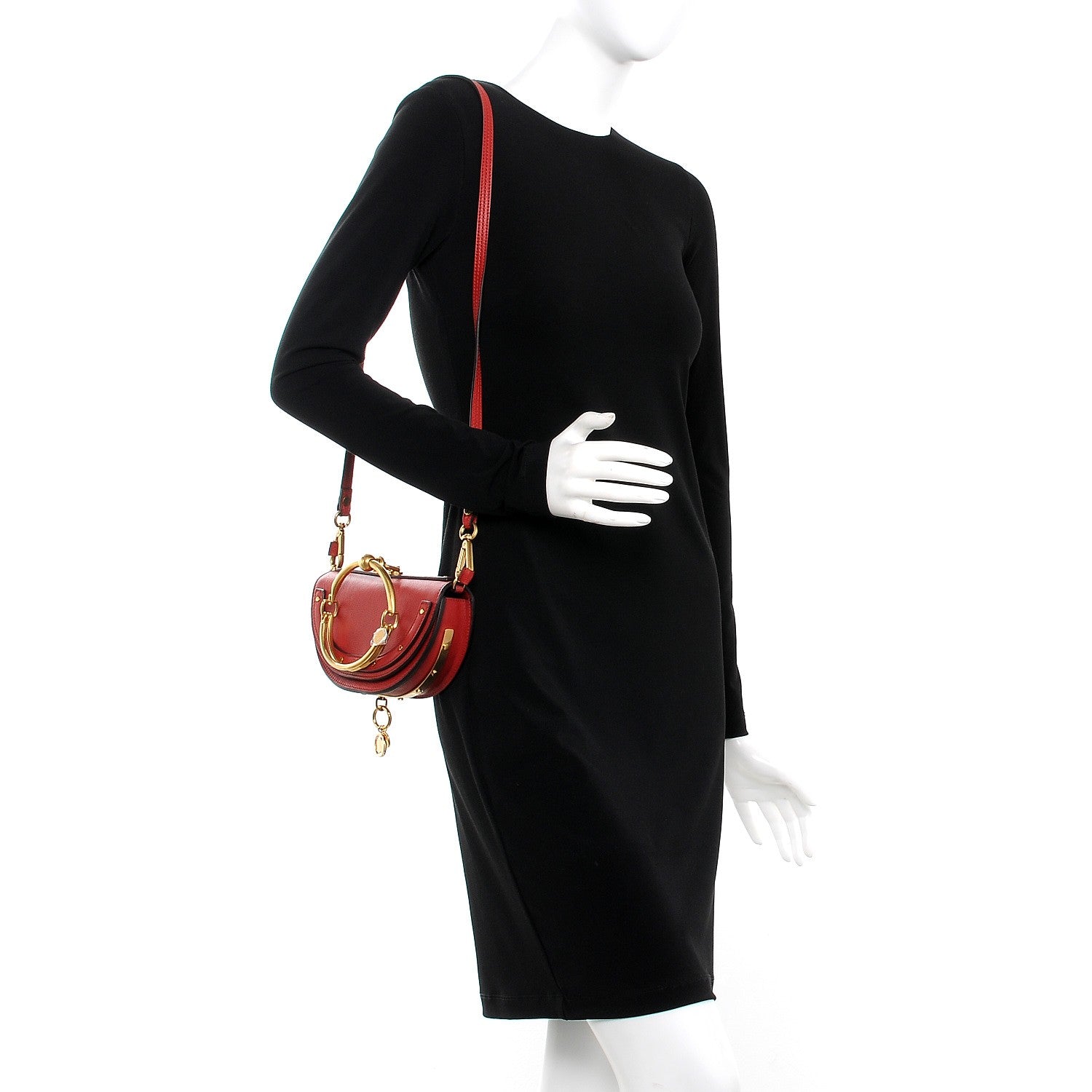 Chloe Calfskin Small Nile Bracelet Minaudiere Bag Dahlia Red 2 of 9