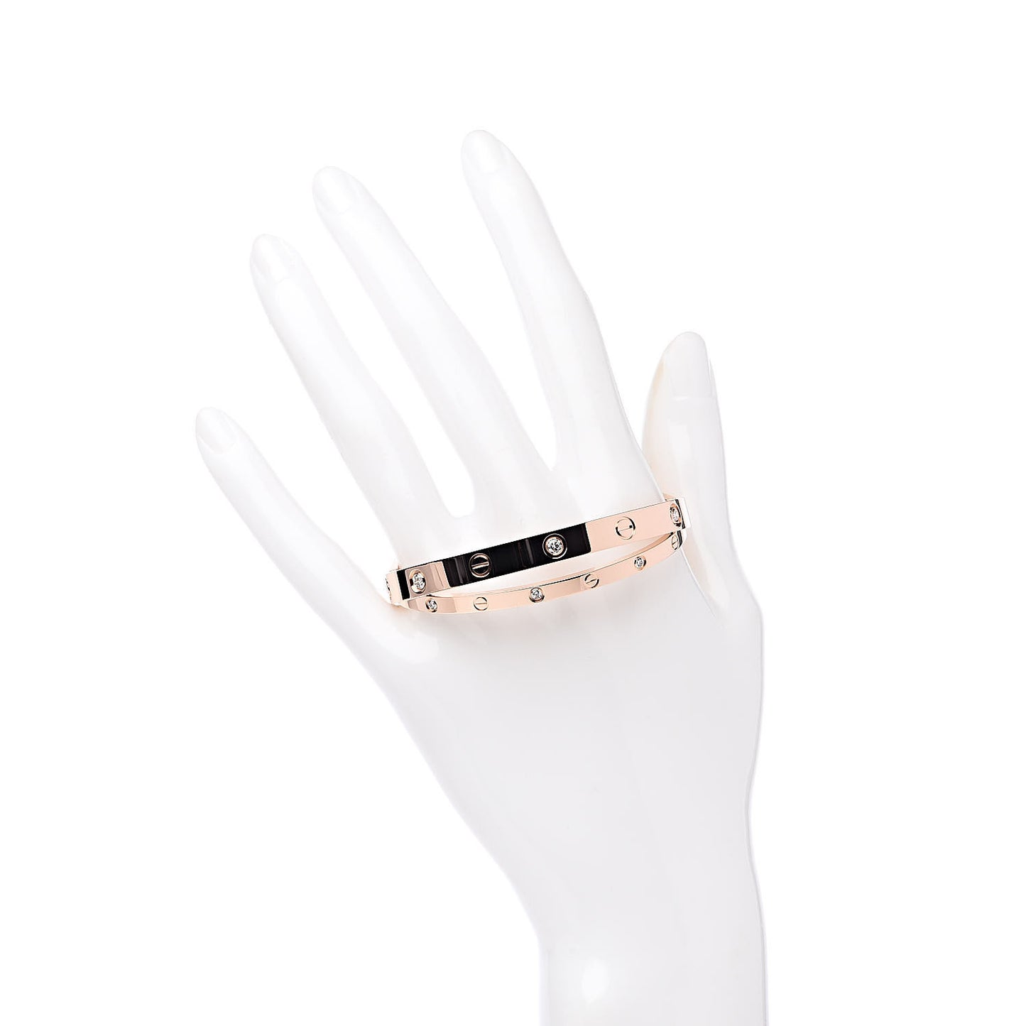 18K Pink Gold 12 Diamond Double LOVE Bracelet 16