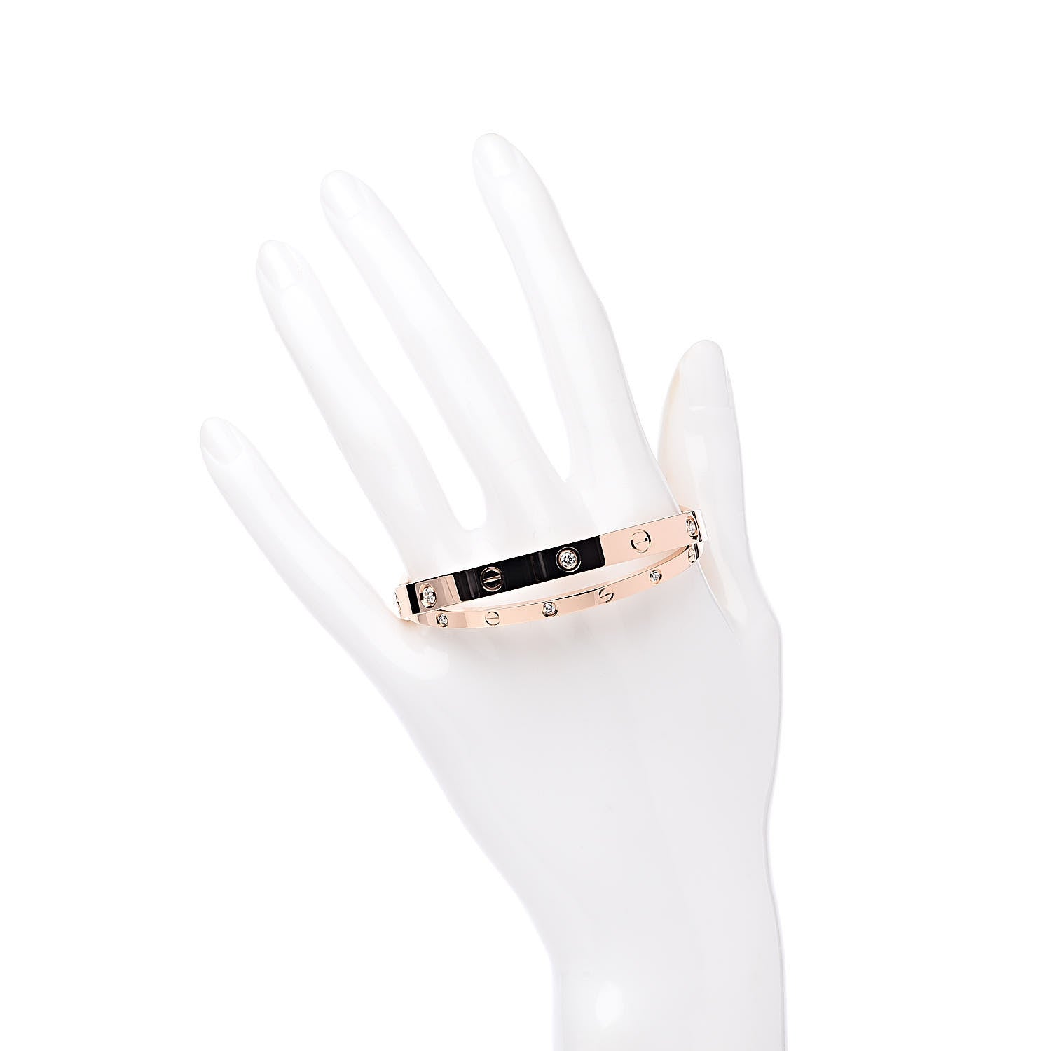 Cartier 18K Pink Gold 12 Diamond Double LOVE Bracelet 16 2 of 6