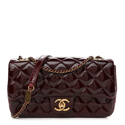 Chanel Patent Goatskin Quilted Medium CC Eyelet Flap Burgundy 1 of 12