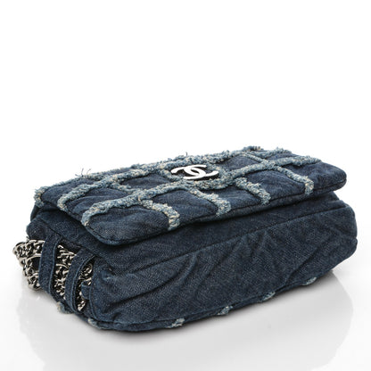 Chanel Denim Patchwork Triple Chain Flap Blue 4 of 7