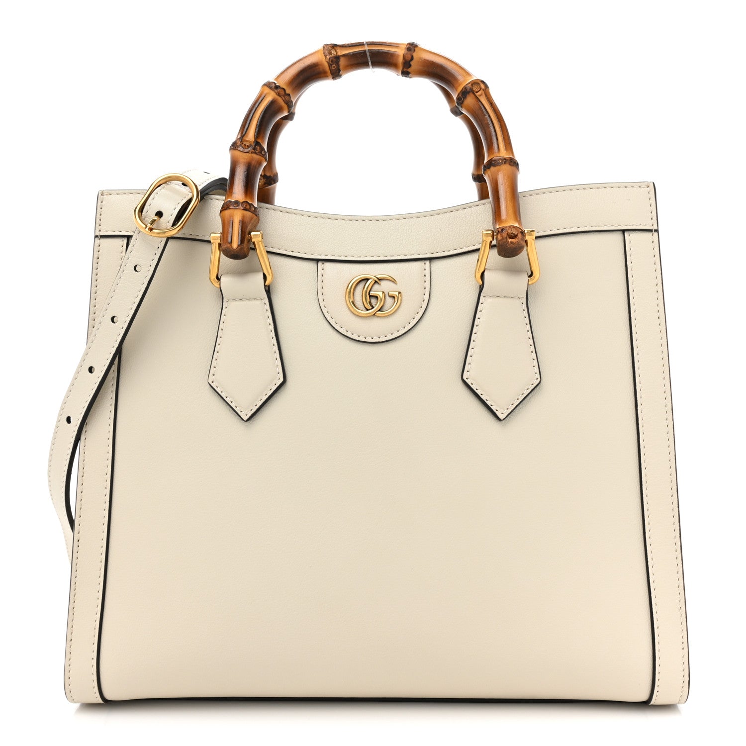 Gucci Wonka Grain Calfskin Small Diana Tote Bag Mystic White Cuir 1 of 9
